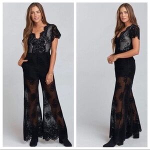 Show Me Your MuMu Valentina Boudoir Lace Jumpsuit Pants Black Size Small